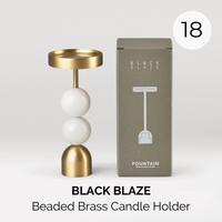 Pick #18 : BLACK BLAZE Beaded Fountain Brass Candle Holder White Large